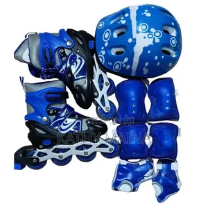 Kit Blue Complete Set Roller Skating Shoes All Sizes With Helmet