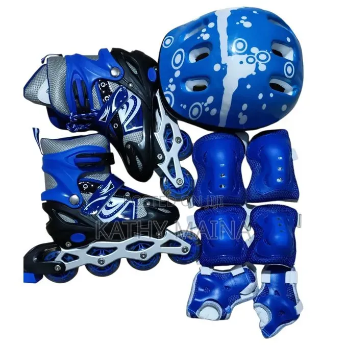 Kit Blue Complete Set Roller Skating Shoes All Sizes With Helmet