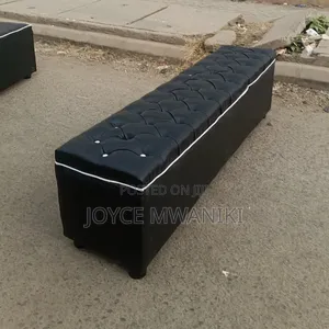 Black Leather Ottoman or Waiting Bench 