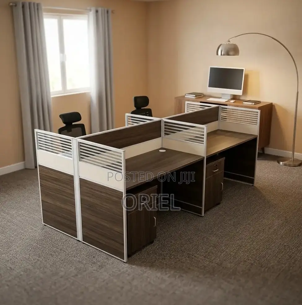 Office Desk: Modern 4-Way Collaborative Work Desk