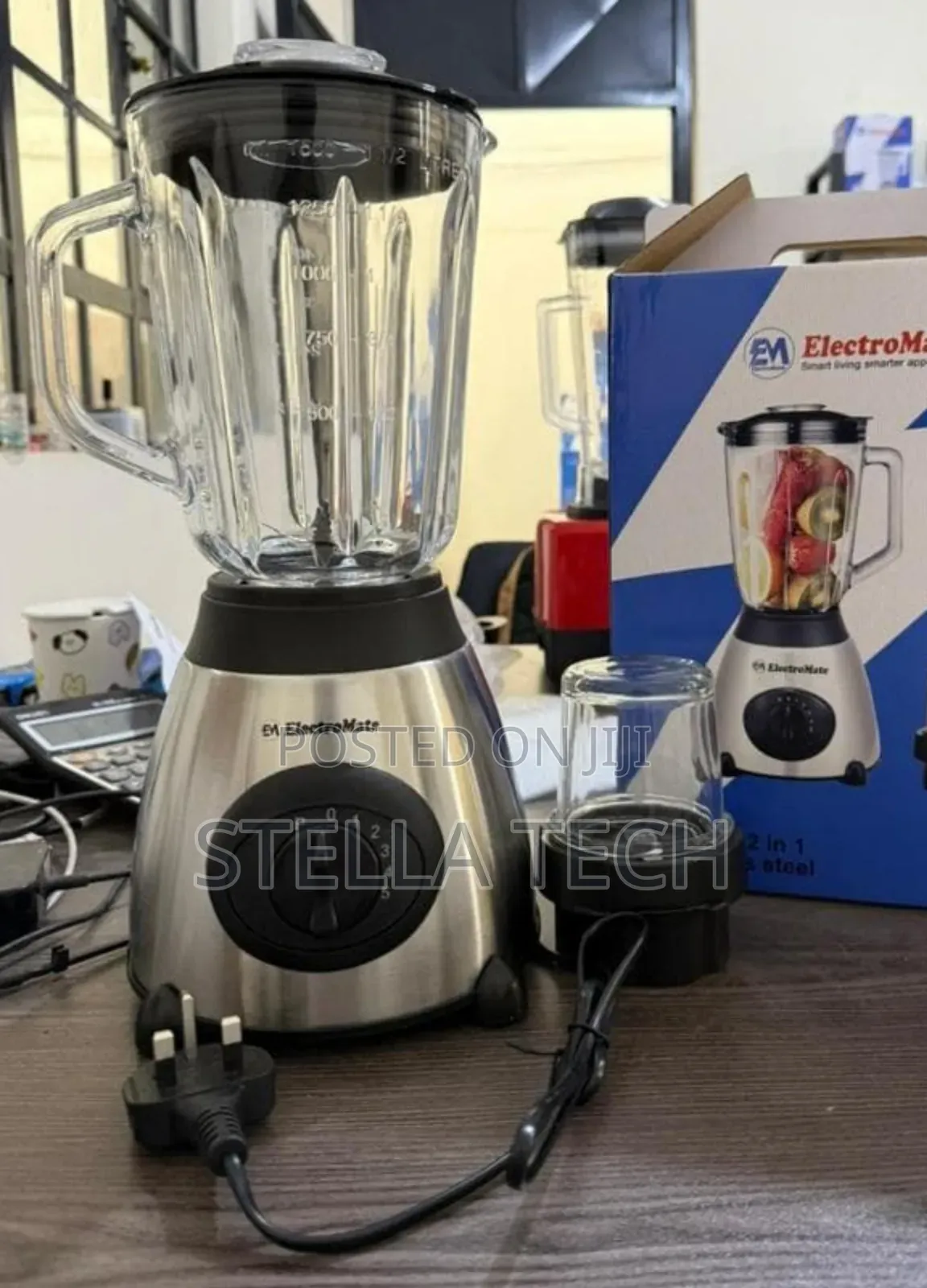 Electromate Powerful 2 in 1 Blender With Glass Jar - 1.5L