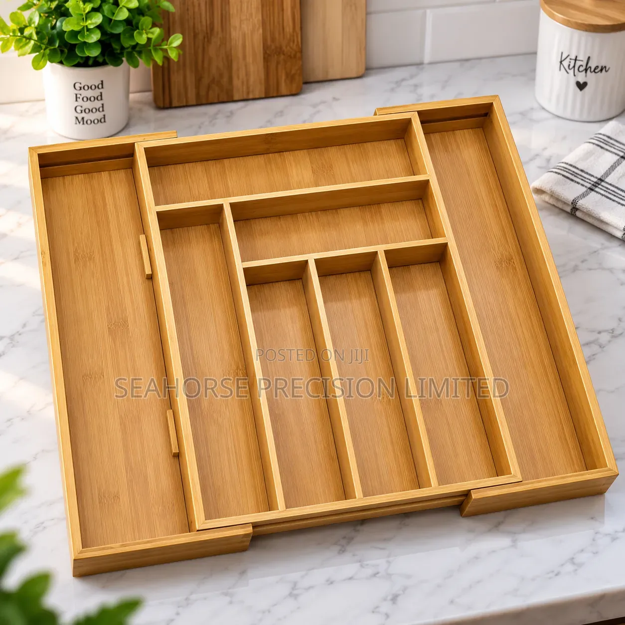  Adjustable Bamboo Cutlery Organizer