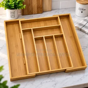  Adjustable Bamboo Cutlery Organizer