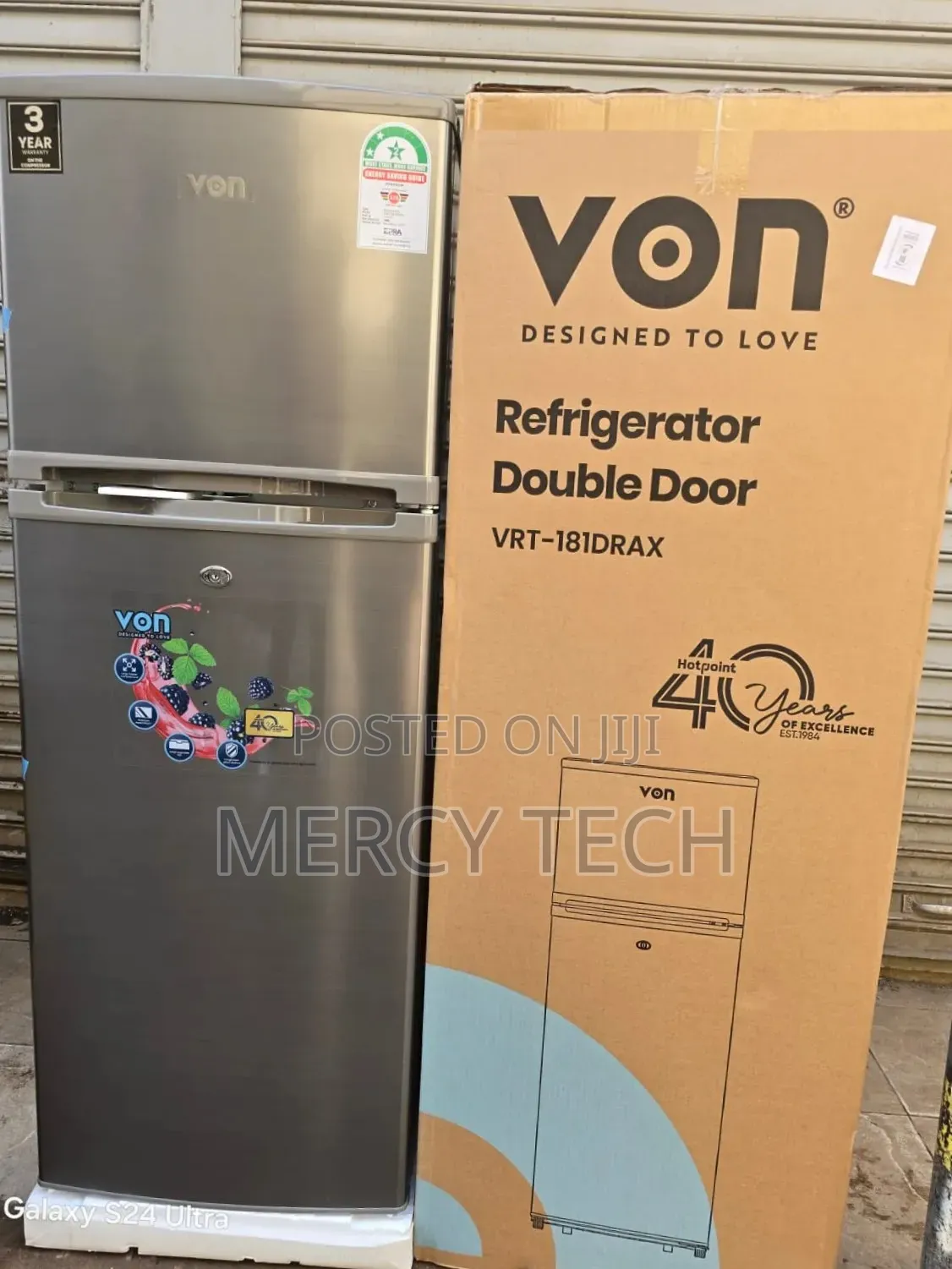 Von VRT-181DRAX Double Door Fridge (181L)