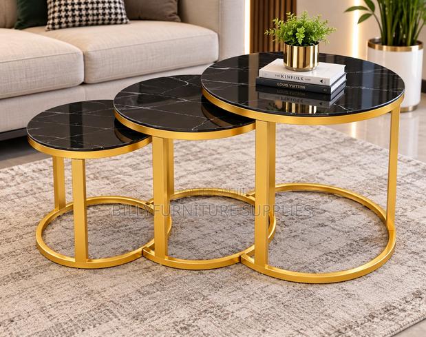 Nesting Coffee Table Set With Tops Luxe Gold Metal Frames