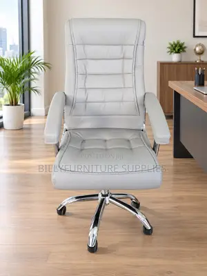 High-Back Executive Chair With Leather Upholstery, Padded Armrests