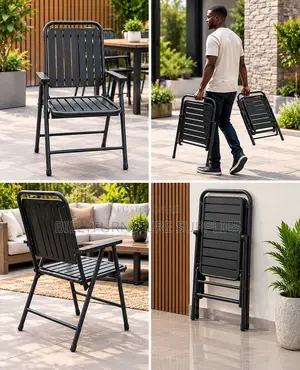 Black Outdoor Folding Garden Chair With Armrests