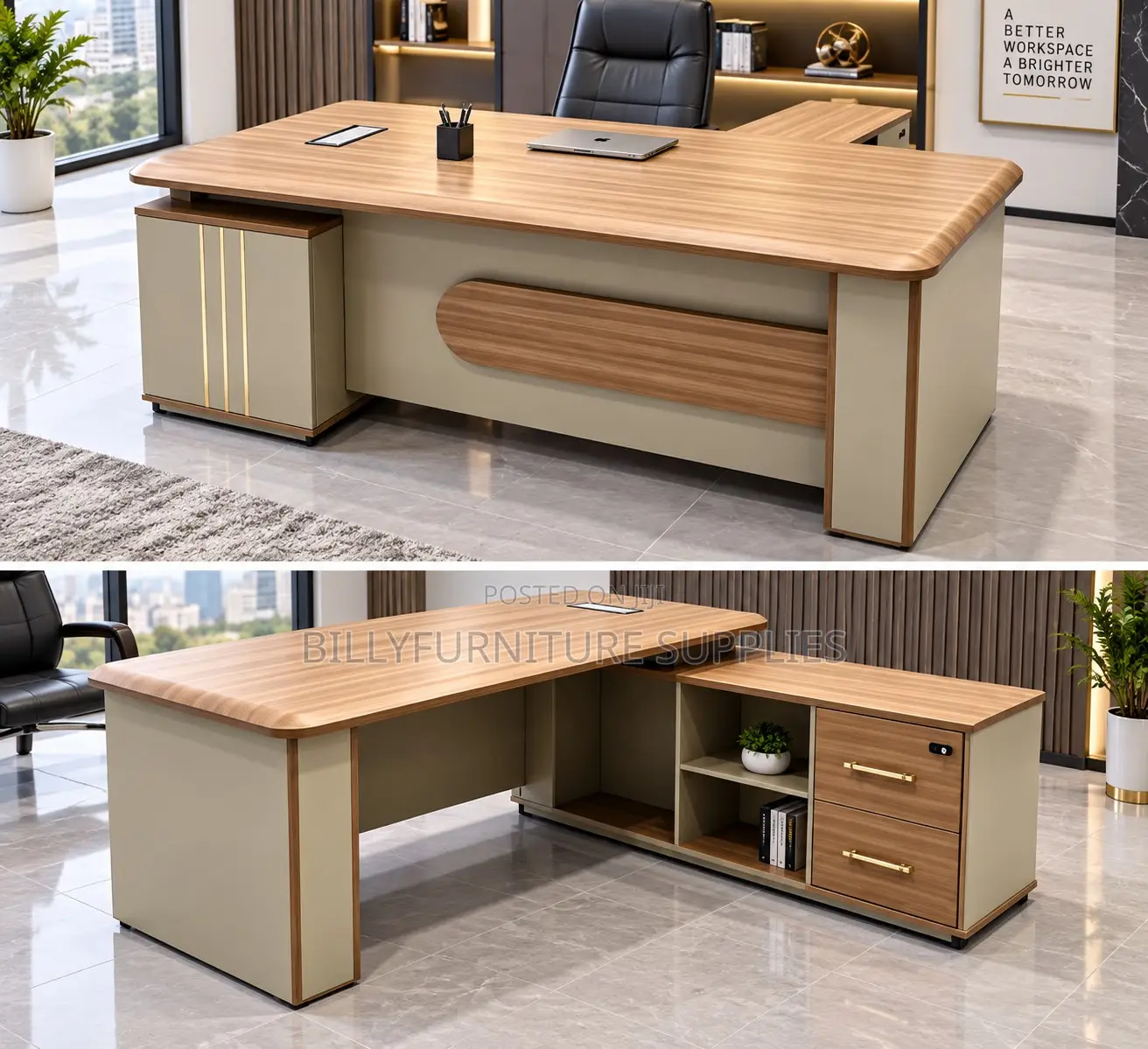 Modern L-Shaped Executive Office Desk