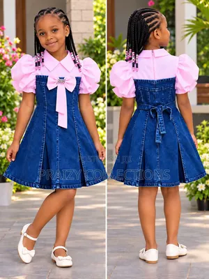 Baby Girl Denim Shift Dress With an Attached Top Age 2-11 Yrs