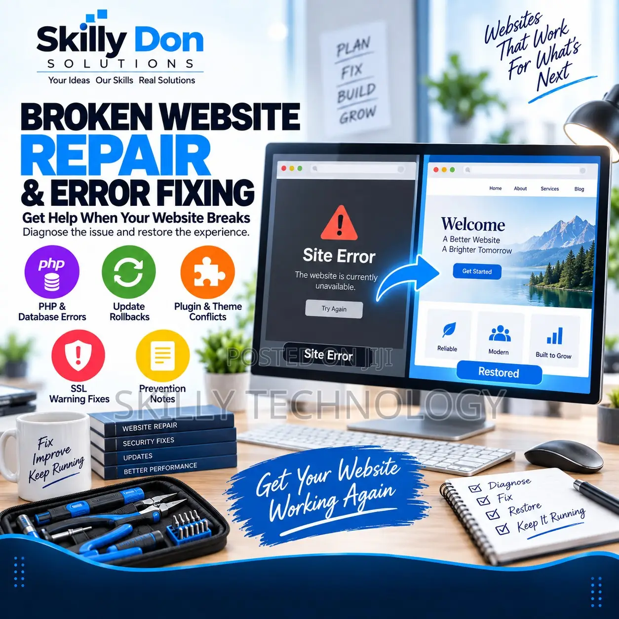 Broken Website Repair Error Fixing