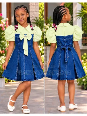 Baby Girl Denim Shift Dress With an Attached Top Age 2-11 Yrs