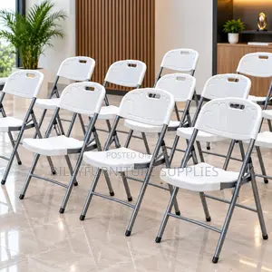 Modern White Folding Plastic Chairs With Metal Frame