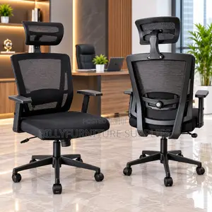 Orthopedic Office Chair With Adjustable Headrest, Lumbar Support
