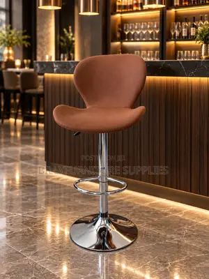 Modern Brown Velvet Bar Stool With Curved Backrest