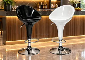 Bar Stool With Curved Backrest, Chrome Footrest Swivel Base