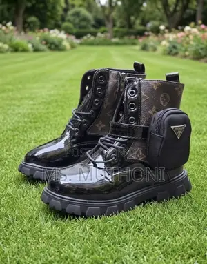 Black /LV Pouch Girls Prada Boots