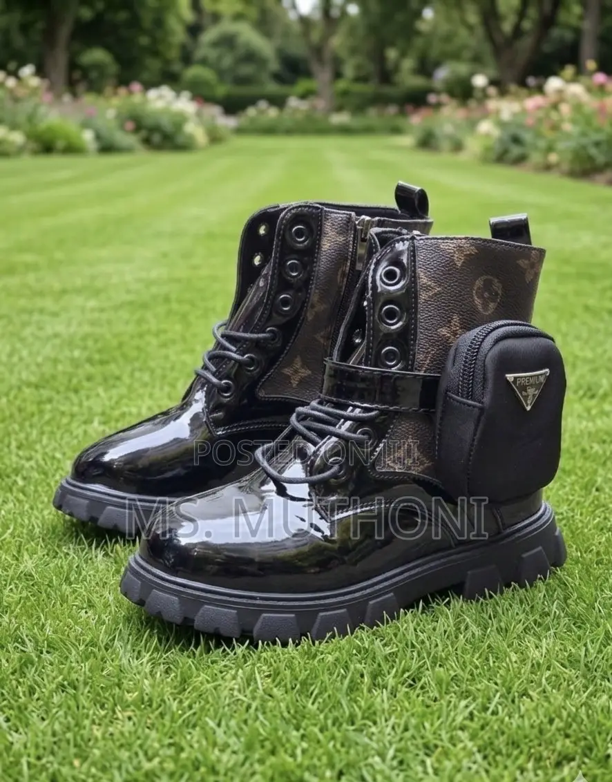 Black /LV Pouch Girls Prada Boots