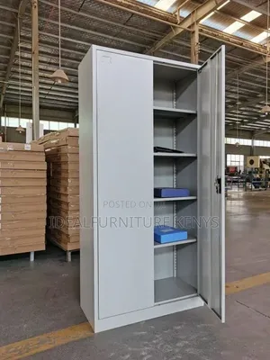Office Bookshelf Cabinet - Steel With Lockable Doors
