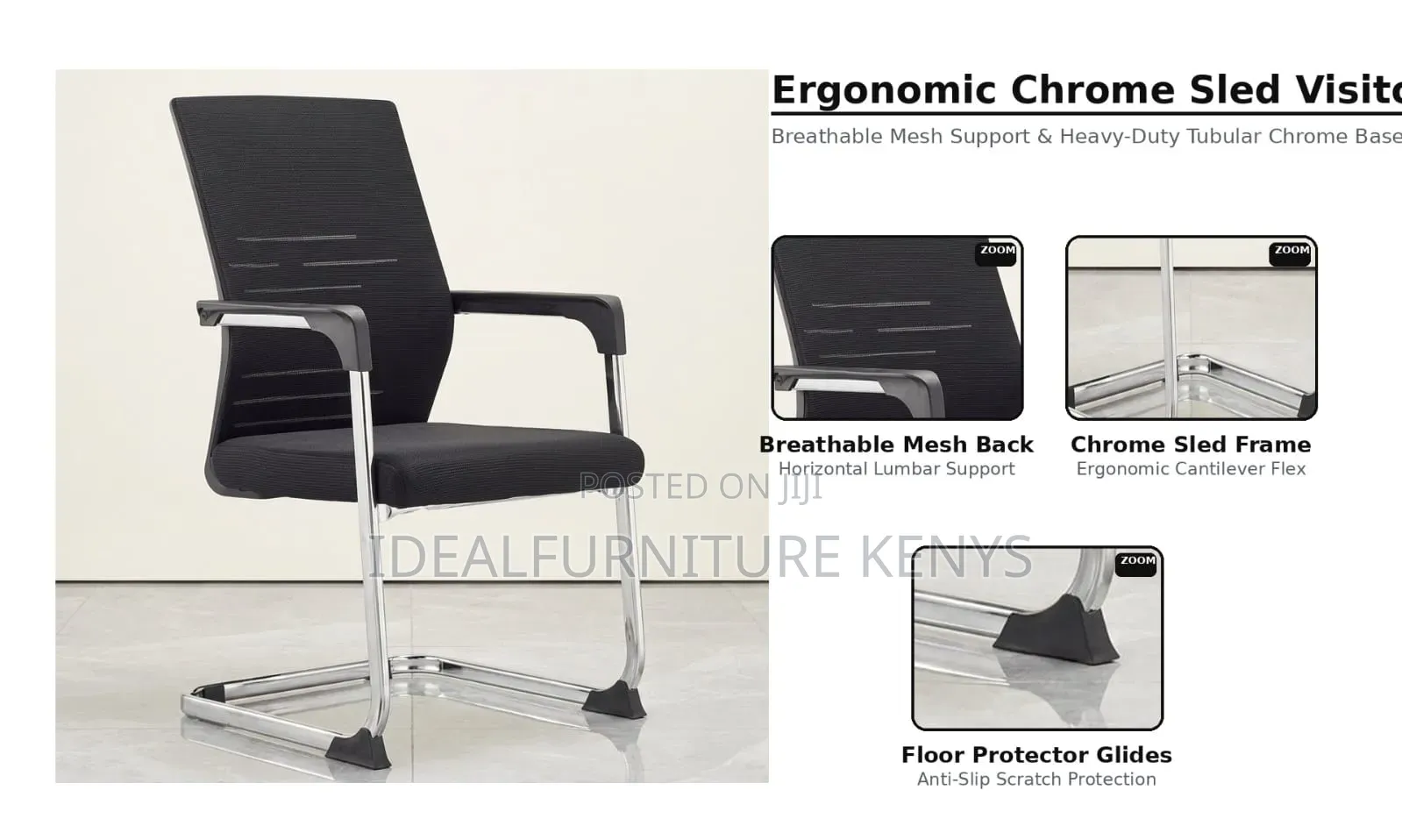 Ergonomic Chrome Sled Chair