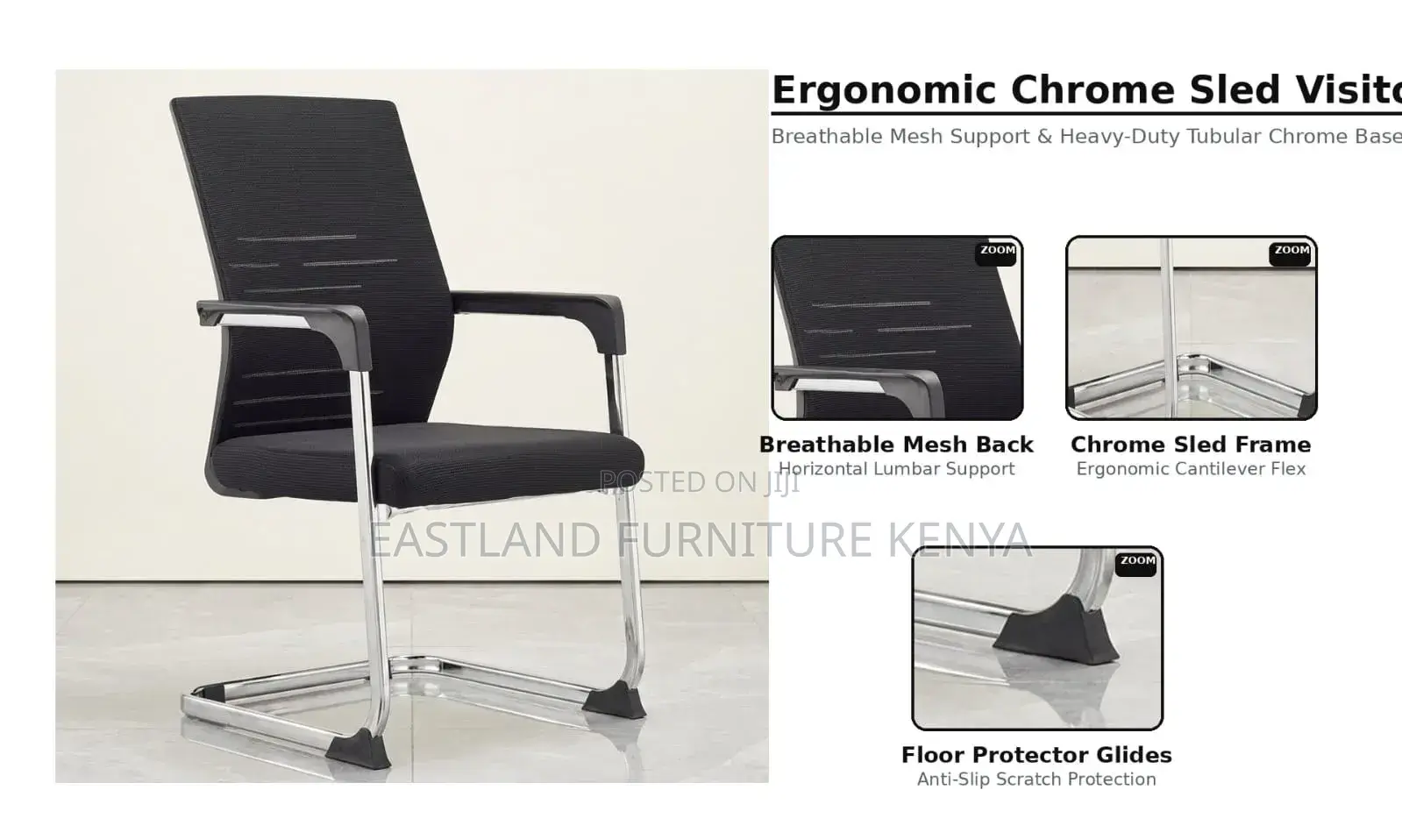 Ergonomic Chrome Sled Chair