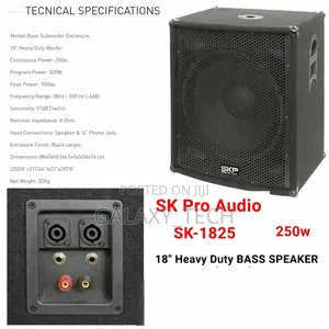 SK Pro Audio SK-1825 - 18" Heavy Duty BASS SPEAKER
