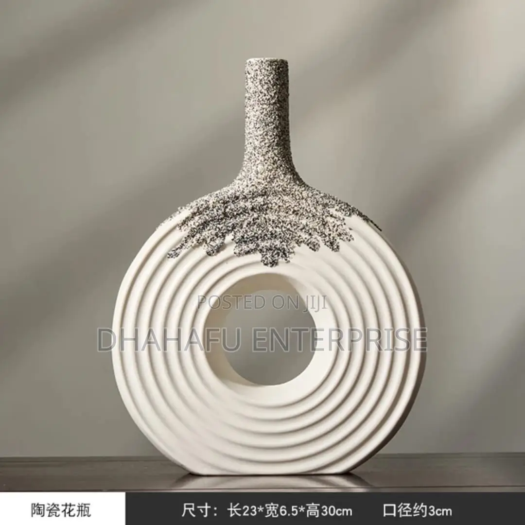 Decorative Textured White Ceramic Vase