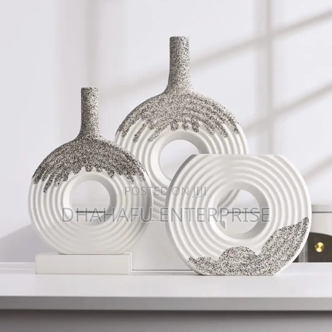 Decorative Textured White Ceramic Vase
