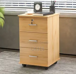 3-Drawers Mobile Pedestal Cabinet : Storage Wooden Cabinet