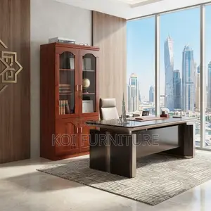 Office Cabinet; Two Doors Executive Modern Mahogany Colored Cabinet