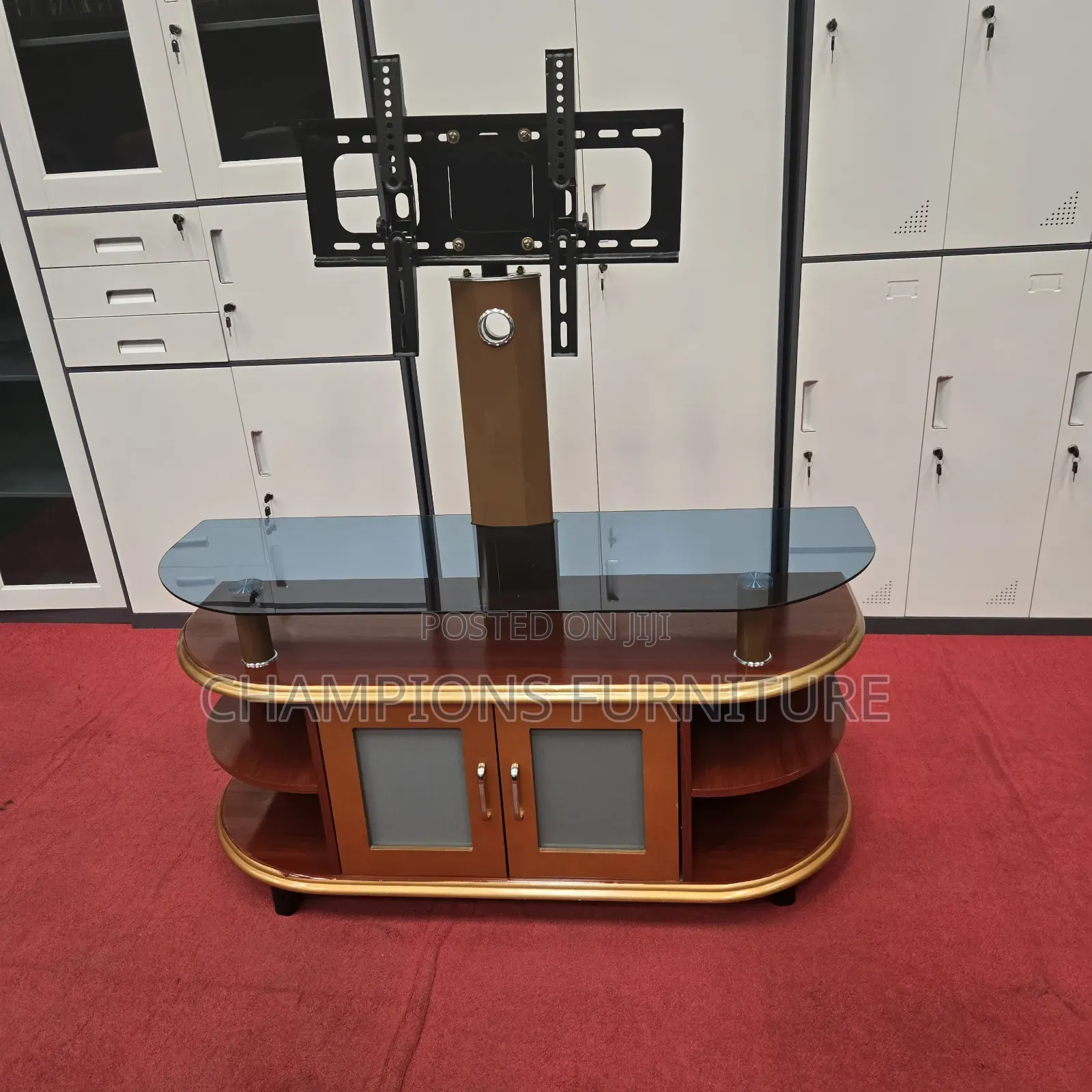 Brown Gold TV Stand With Mount