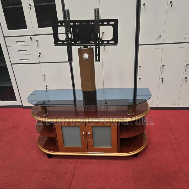 Brown Gold TV Stand With Mount