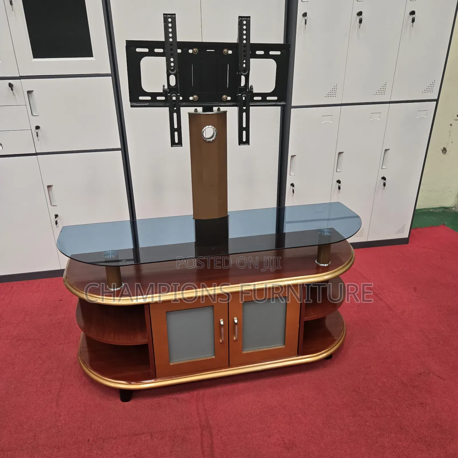 Brown Gold TV Stand With Mount