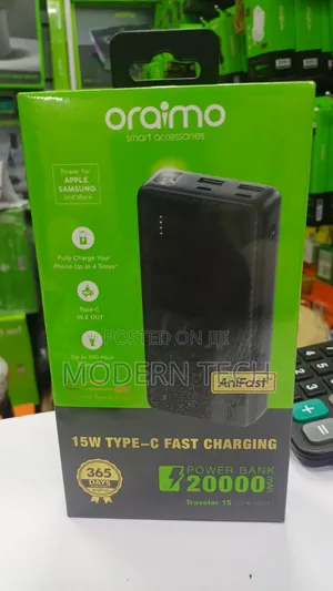 Oraimo Traveler 15 – 20,000mAh 15W Fast Charging Power Bank With Torch