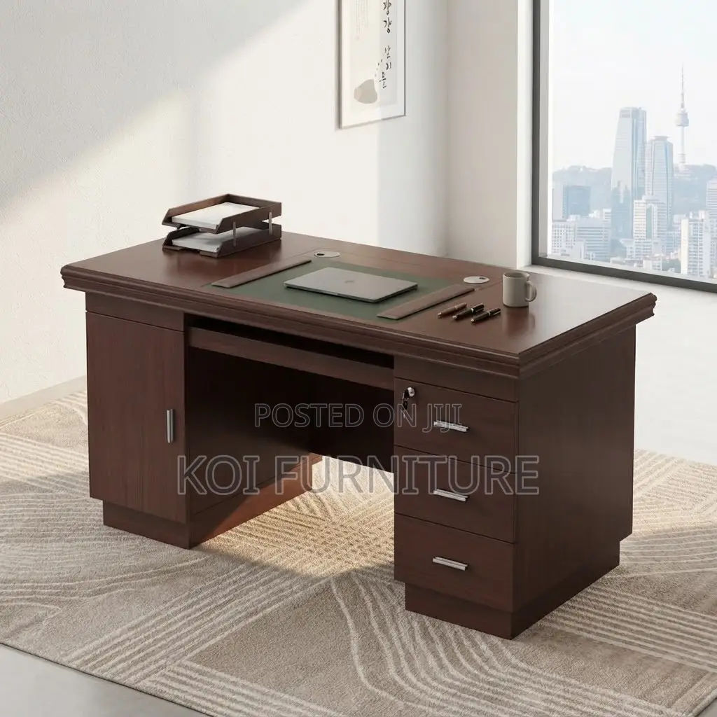 Office Desk; Mahogany Modern 140cm Executive New Home Office Desk