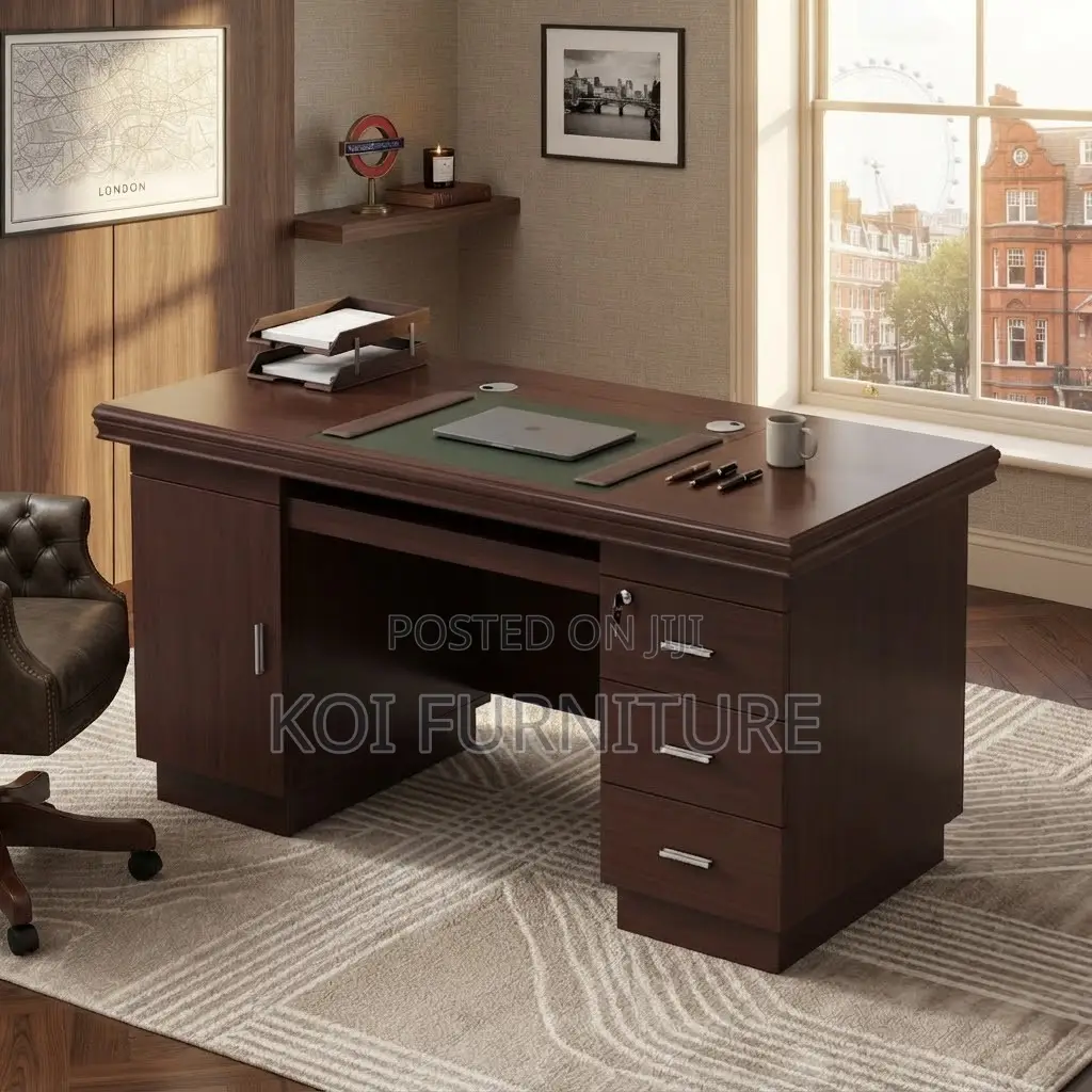 Office Desk; Mahogany Modern 140cm Executive New Home Office Desk