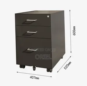 3-Drawers Mobile Pedestal Cabinet : Storage Wooden Cabinet