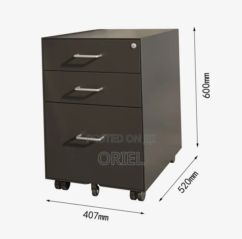 3-Drawers Mobile Pedestal Cabinet : Storage Wooden Cabinet
