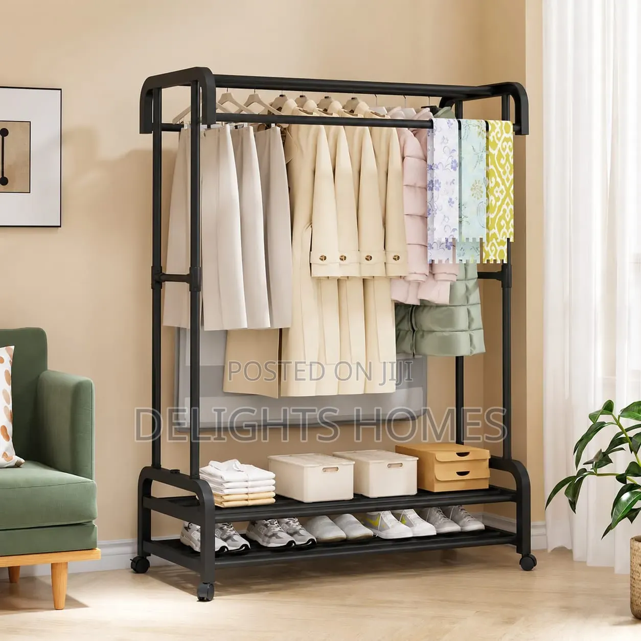 Double Pole Clothes Drying Rack-Hg