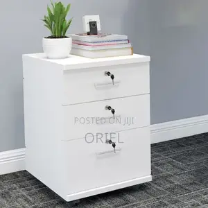 3-Drawers Mobile Pedestal Cabinet : Storage Wooden Cabinet