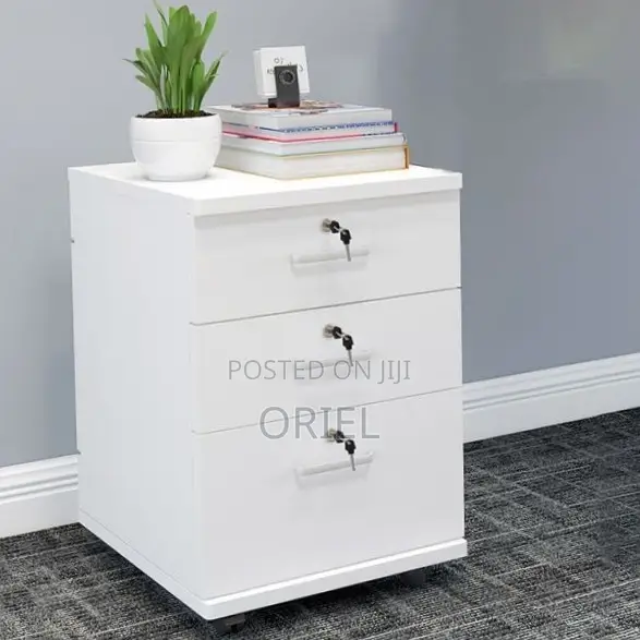 3-Drawers Mobile Pedestal Cabinet : Storage Wooden Cabinet