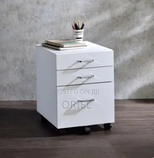 3-Drawers Mobile Pedestal Cabinet : Storage Wooden Cabinet