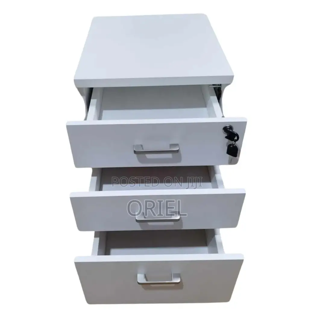 3-Drawers Mobile Pedestal Cabinet : Storage Wooden Cabinet