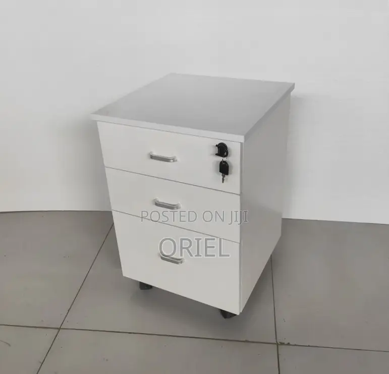 3-Drawers Mobile Pedestal Cabinet : Storage Wooden Cabinet