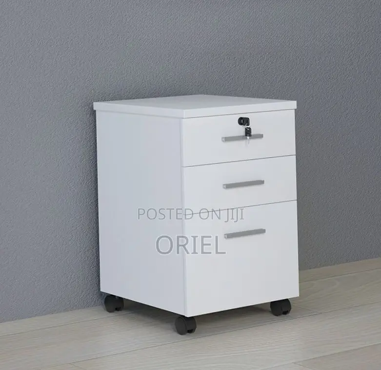 3-Drawers Mobile Pedestal Cabinet : Storage Wooden Cabinet