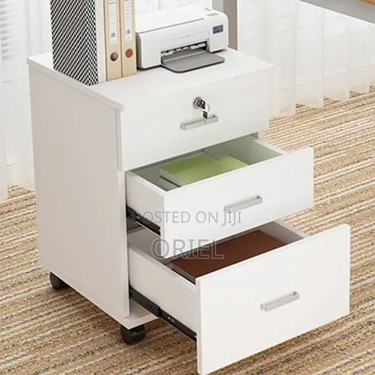 3-Drawers Mobile Pedestal Cabinet : Storage Wooden Cabinet