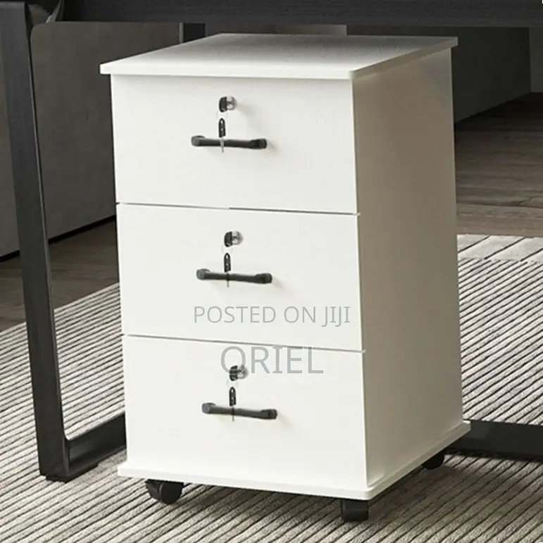 3-Drawers Mobile Pedestal Cabinet : Storage Wooden Cabinet