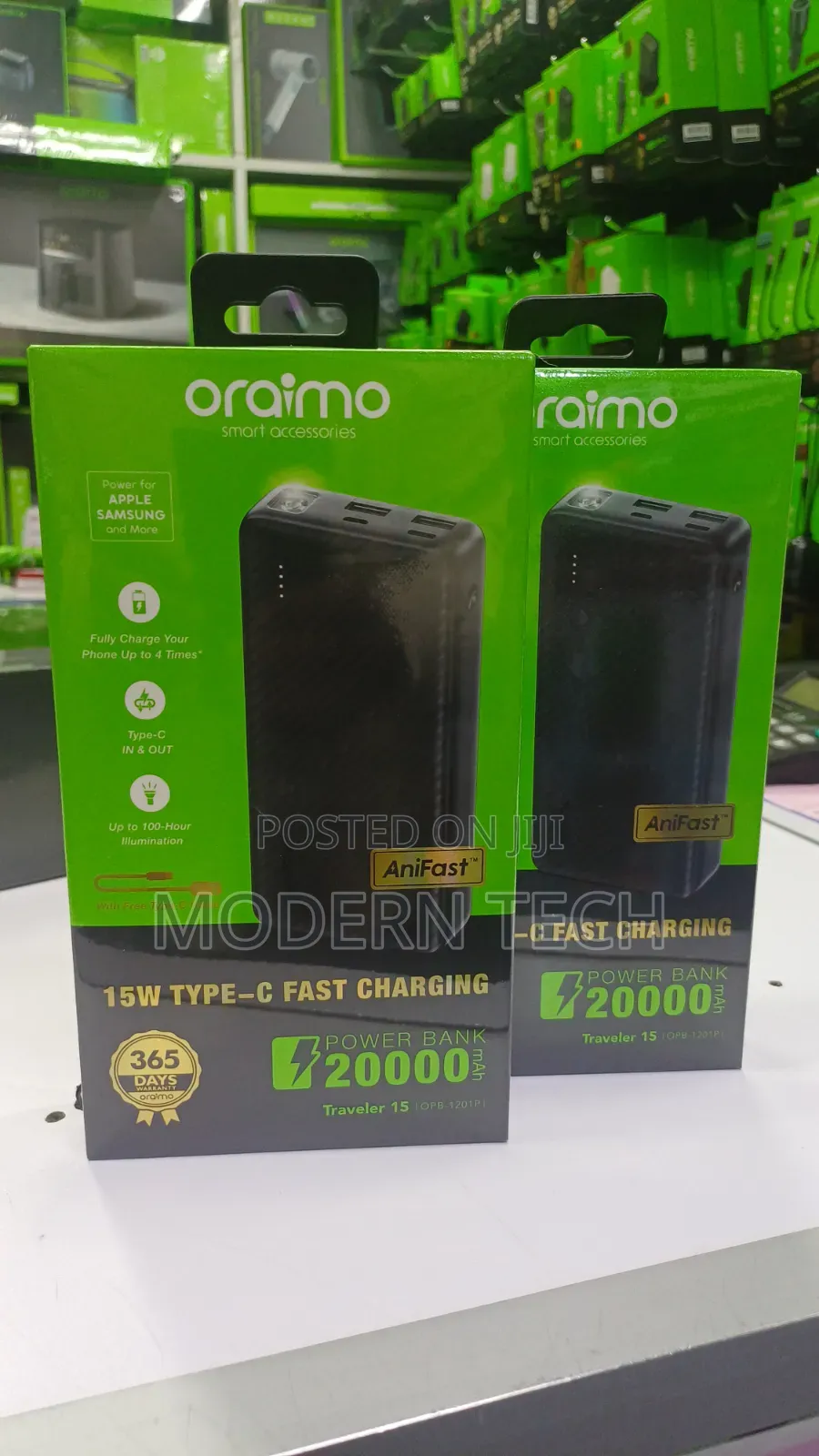 Oraimo Traveler 15 – 20,000mAh 15W Fast Charging Power Bank