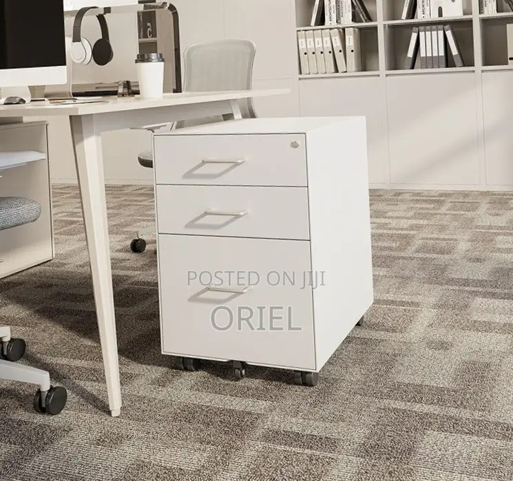 3-Drawers Mobile Pedestal Cabinet : Storage Wooden Cabinet