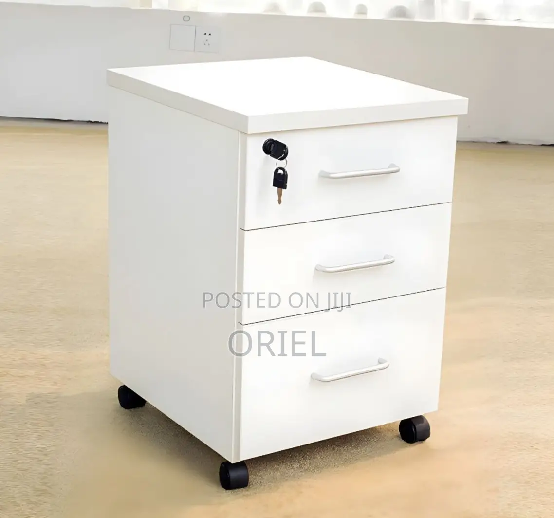 3-Drawers Mobile Pedestal Cabinet : Storage Wooden Cabinet