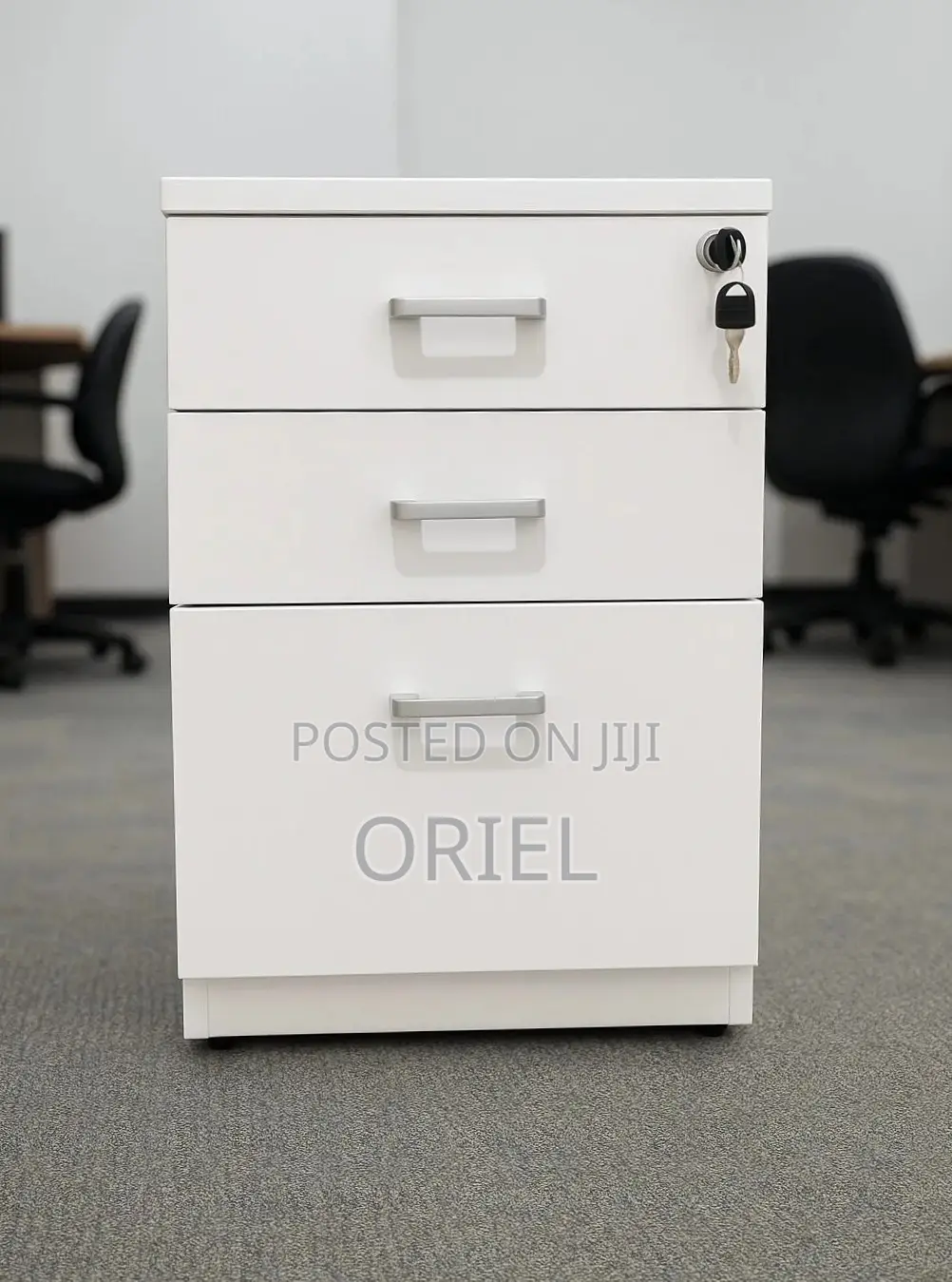 3-Drawers Mobile Pedestal Cabinet : Storage Wooden Cabinet